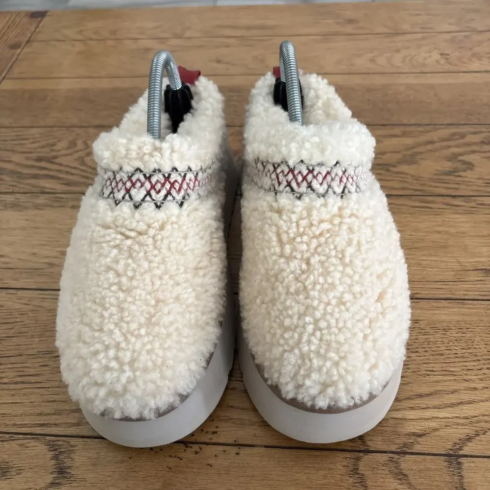 UGG Tazz Braid Natural Heritage Fuzzy Wool Platform Slippers Women's Size 9 - Picture 2 of 9